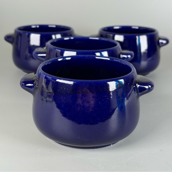 Vintage Gerz West Germany Pottery 
Blue Flat Cream Soup Cups - Picture 2 of 10